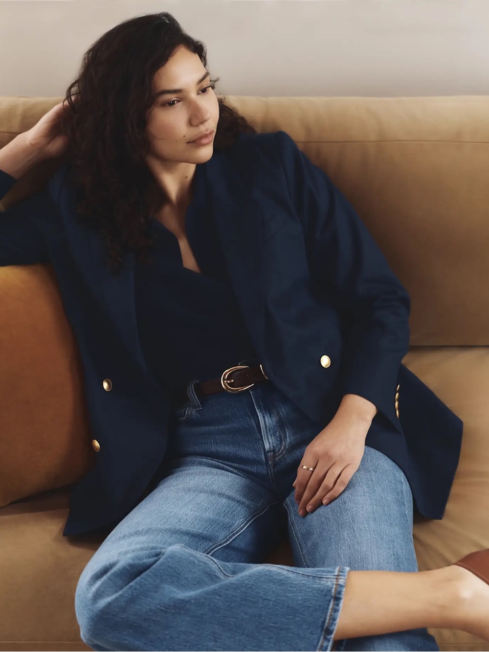 NEW Quince Womens 100% European Linen Relaxed Double-Breasted Blazer XL Flaw - Picture 3 of 11
